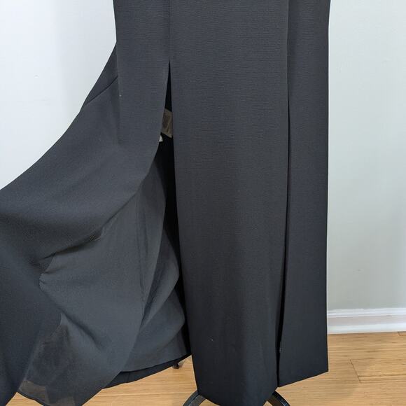 BCBG Lace Maxi Dress Prom Gown 10 Black Sleeve Y2K Empire Sheath Glam Classic - Picture 6 of 8